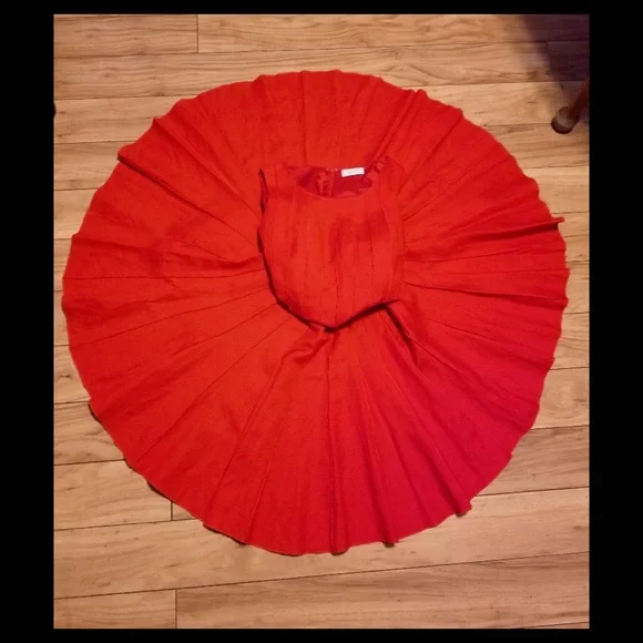 ❤️Calvin Klein Retro Red Fit & Flare Full Circle Skirt Party Dress - Picture 10 of 10